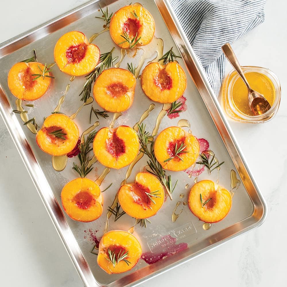 (multi pack and brand: total of 3 sheets and 1 pizza crisper) Nordic Ware Naturals Half Sheet - USA Made Aluminum Commercial Quality Sheet Pan for Baking or Roasting,